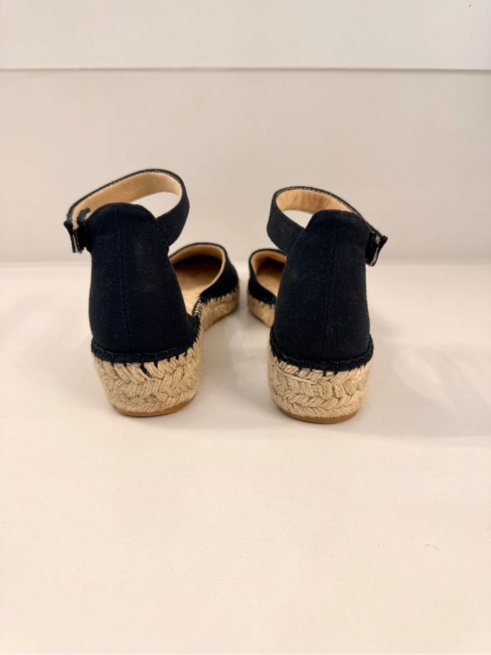 SOUL Naturalizer Wren Black Canvas Espadrille Ankle Strap Flats Size 8